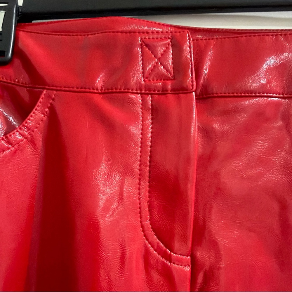 NWT Norma Kamali Red Fishtail vegan leather Skirt